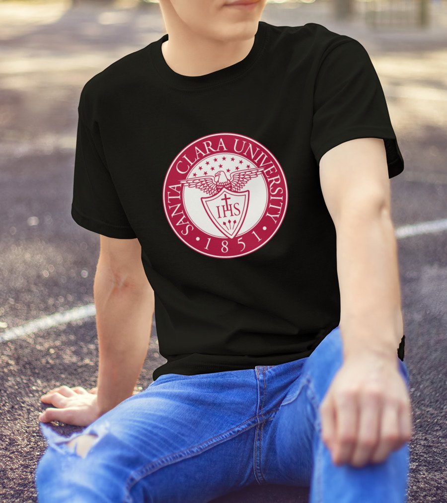Santa Clara University 1851 Seal Emblem IHS Cross Shield Eagle T-Shirt