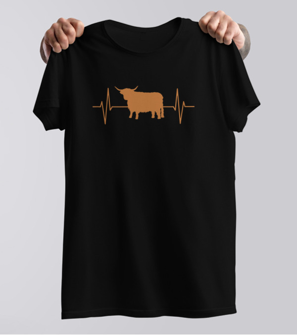 Scottish Highland Cattle Heartbeat T-Shirt