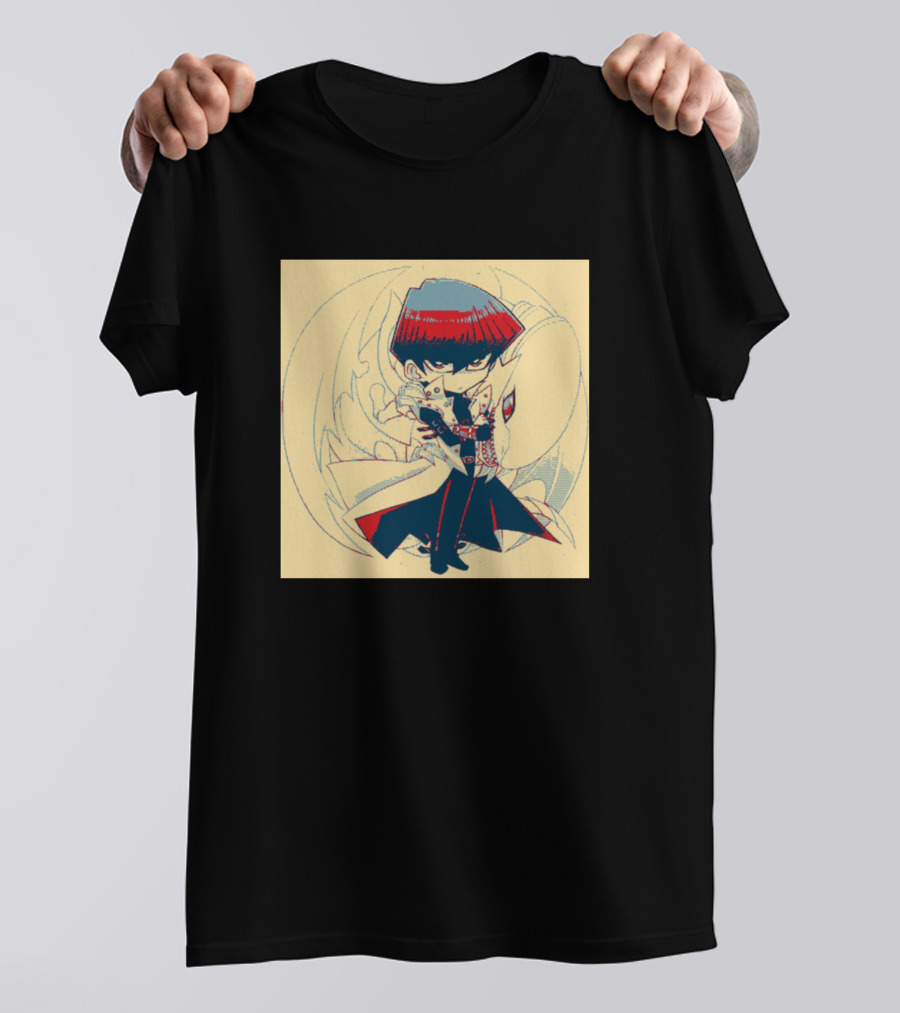 Seto Kaiba Yu-Gi-Oh Chibi Character Holding Blue-Eyes White Dragon T-Shirt