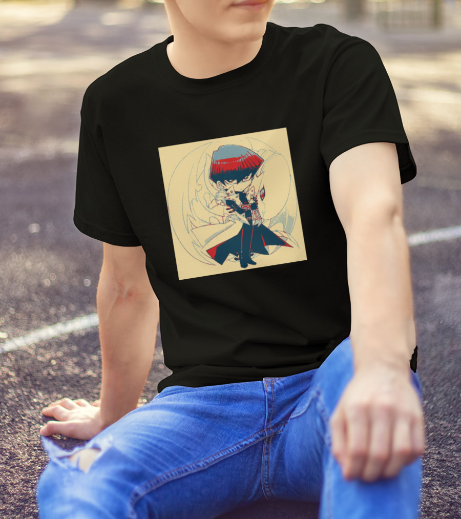 Seto Kaiba Yu-Gi-Oh Chibi Character Holding Blue-Eyes White Dragon T-Shirt