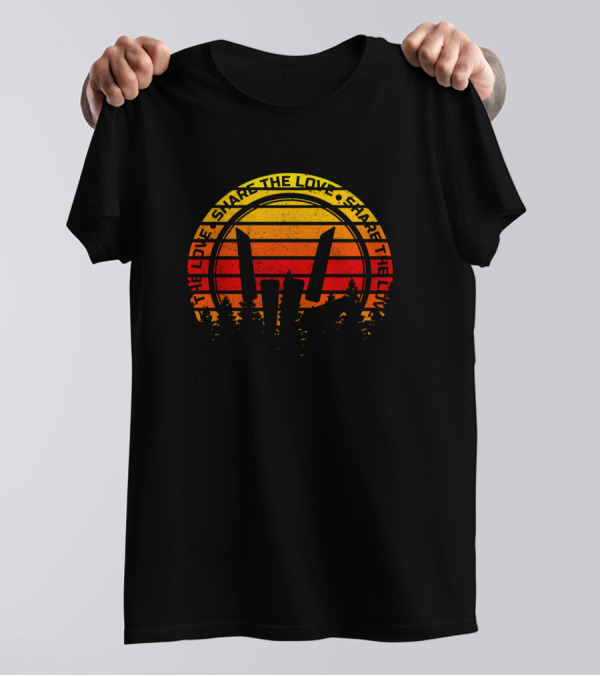 Share The Love Retro Sunset Hand Gesture T-Shirt