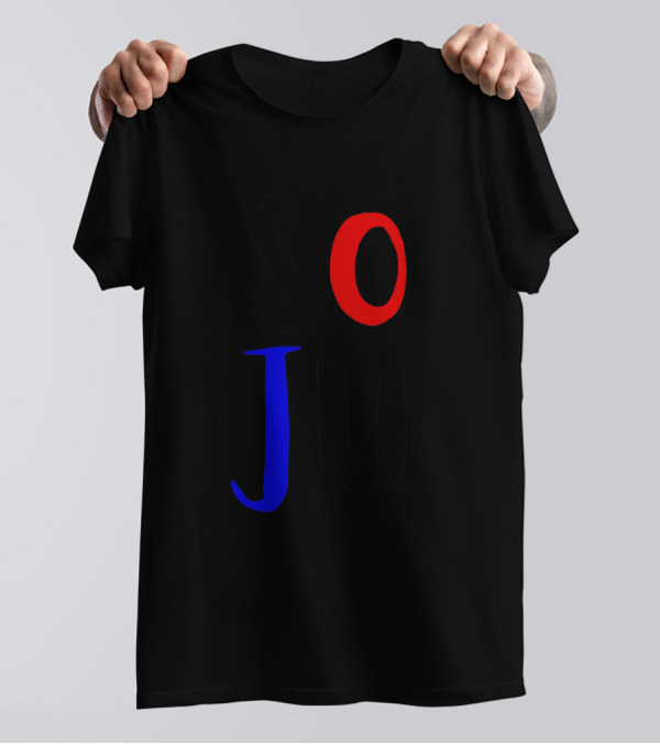 SO JU Red Black Blue Lettering T-Shirt