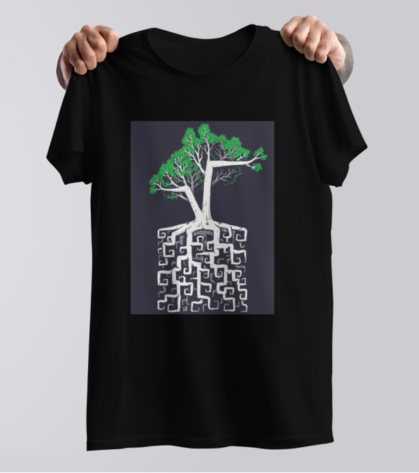 Square Root Tree With Geometric Roots T-Shirt