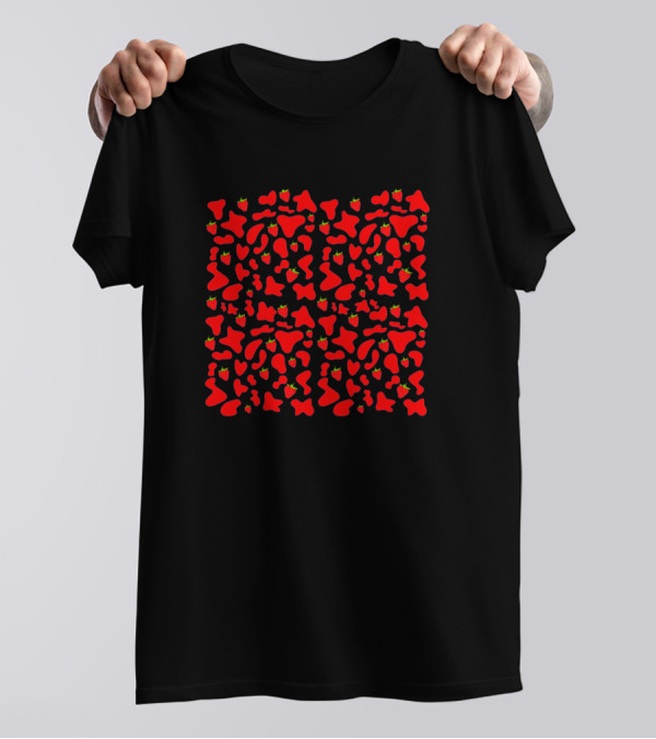 Strawberry Cow Pattern With Red Cow Spots And Strawberries T-Shirt