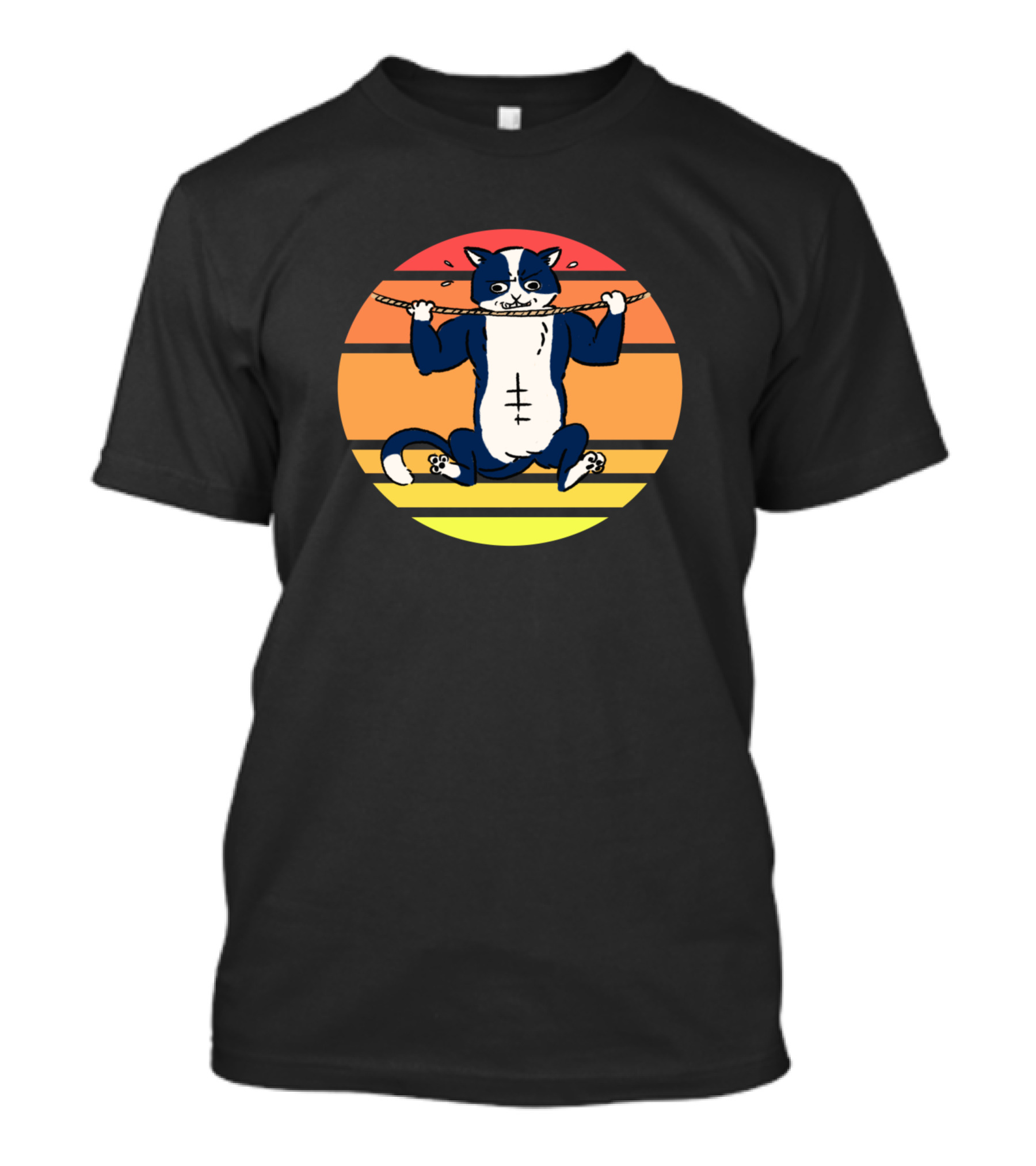 Strong Cat Pull-Up Sunset Stripes T-Shirt