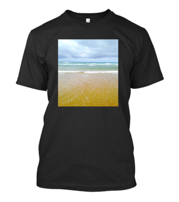 Summer Beach Ocean Waves Under Cloudy Sky T-Shirt