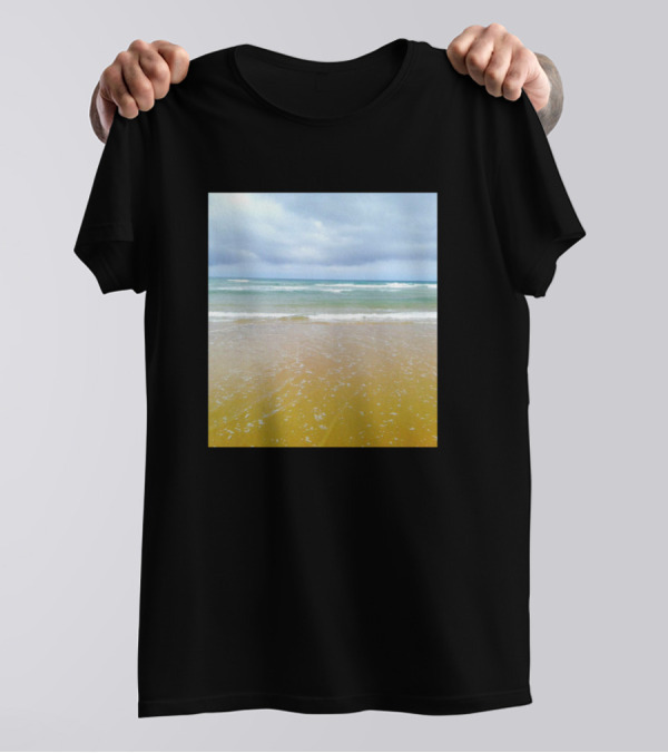Summer Beach Ocean Waves Under Cloudy Sky T-Shirt