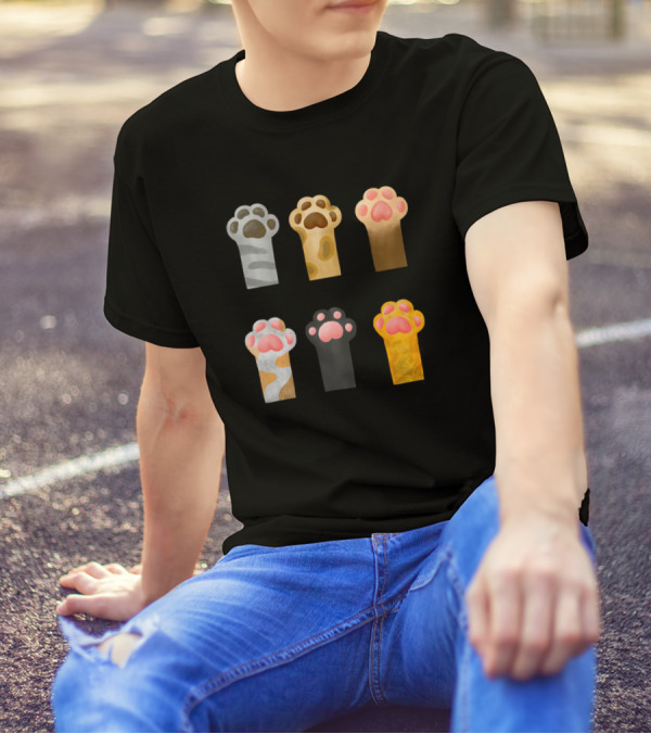 Sweet Happy Cub Kittens Paw Prints T-Shirt