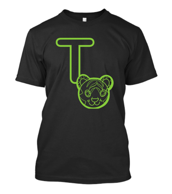 T Is For Tiger Neon Outline Design Tiger Face T-Shirt