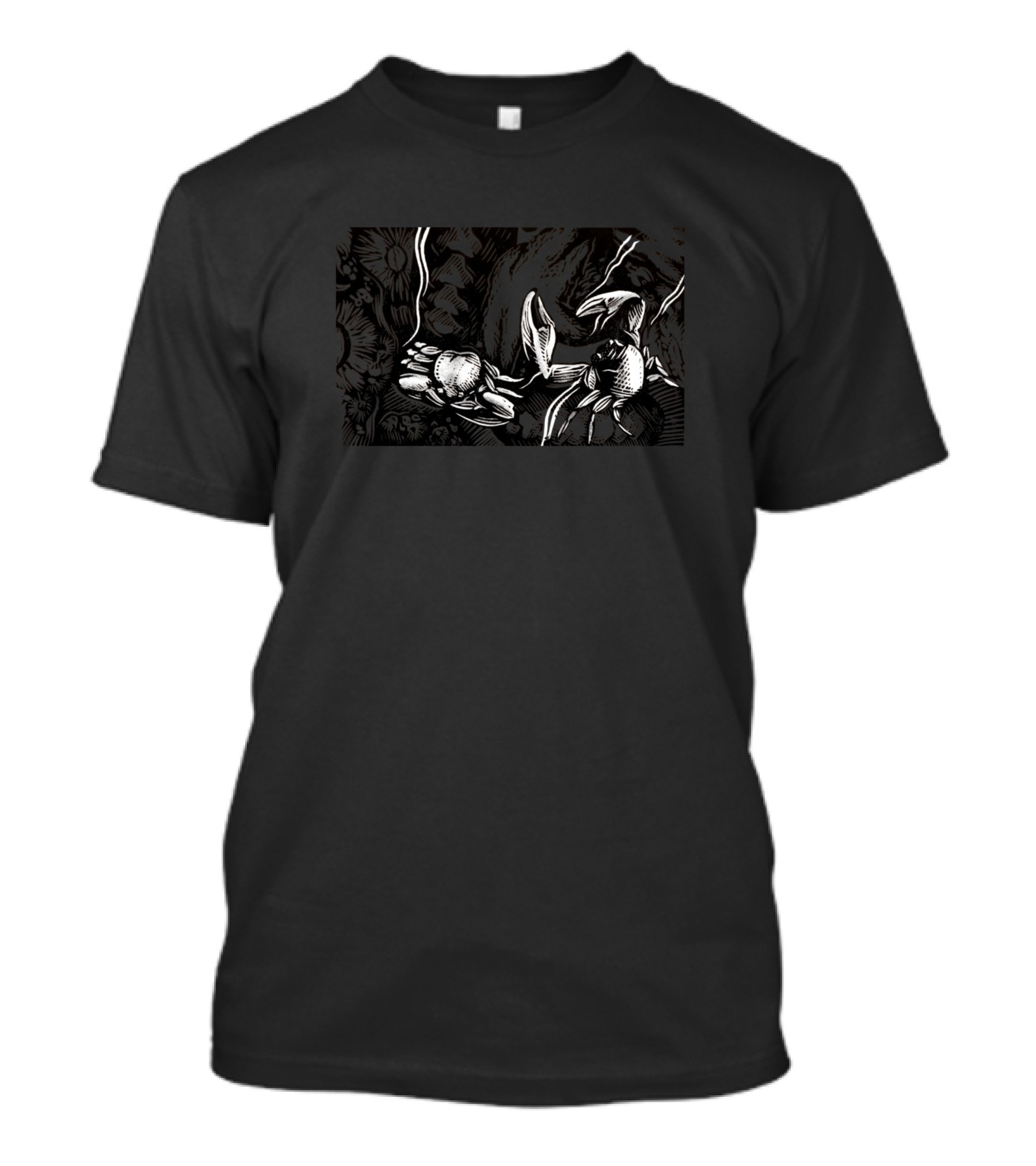 Tide Pool Crab Illustration Woodcut T-Shirt
