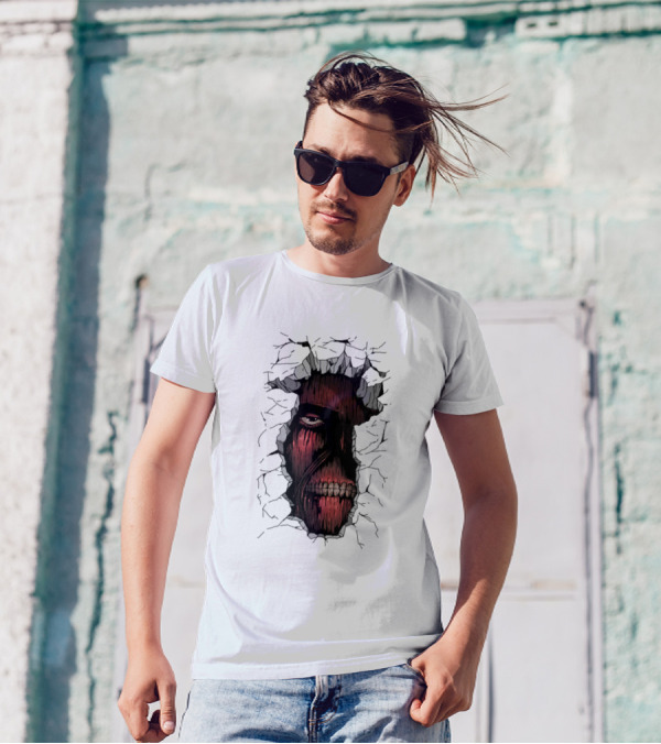 Colossal Titan Face Cracking Through Wall T-Shirt