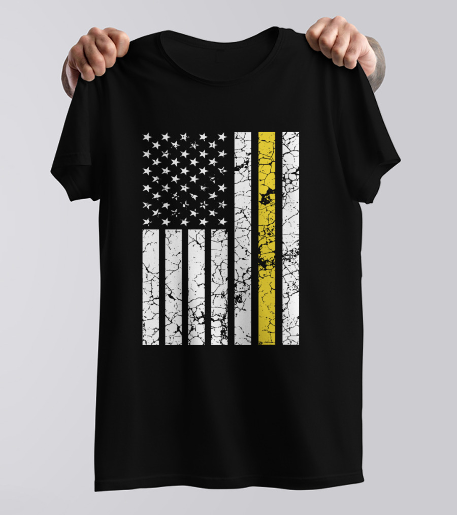 Tow Truck Driver Thin Yellow Line American Flag T-Shirt