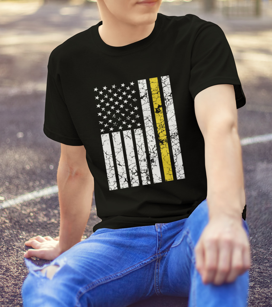 Tow Truck Driver Thin Yellow Line American Flag T-Shirt