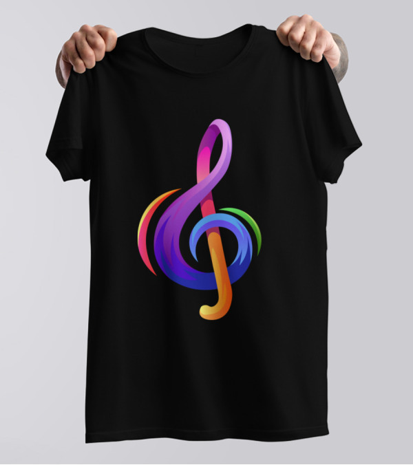 Treble Clef Bright Multicolored Music T-Shirt