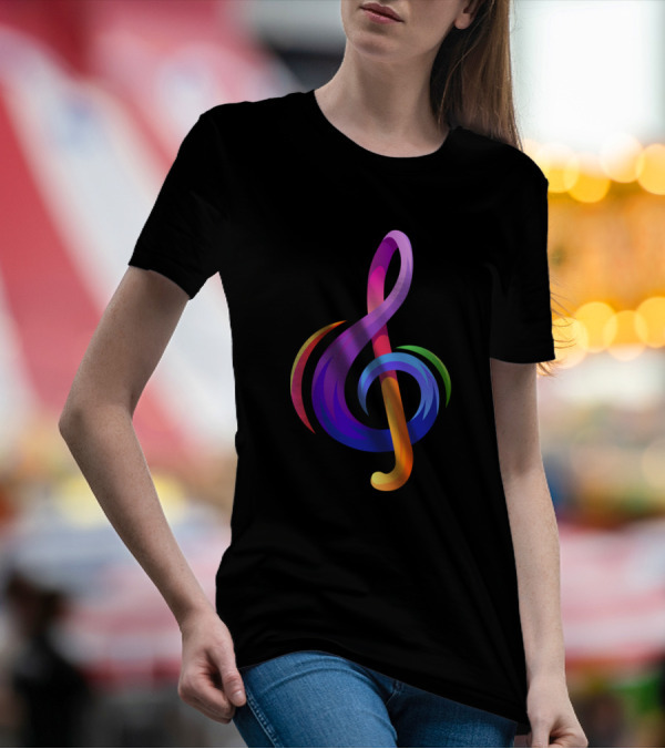 Treble Clef Bright Multicolored Music T-Shirt