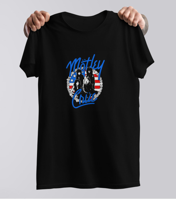 Mötley Crüe American Flag Logo With Band Members T-Shirt