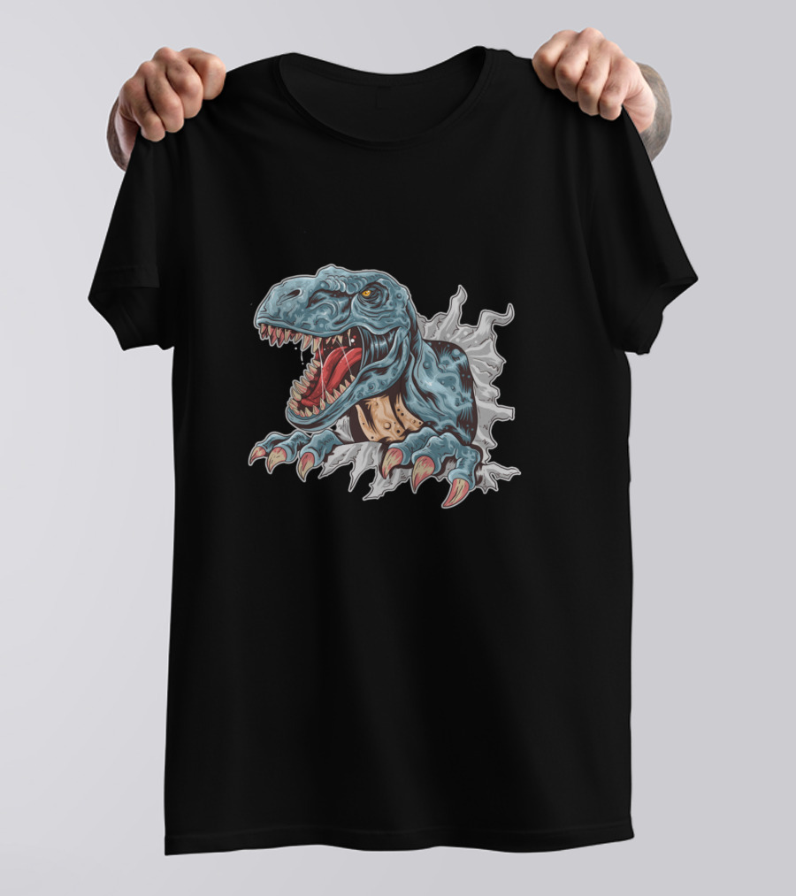 Trex Dinosaur Breaking Through Wall T-Shirt