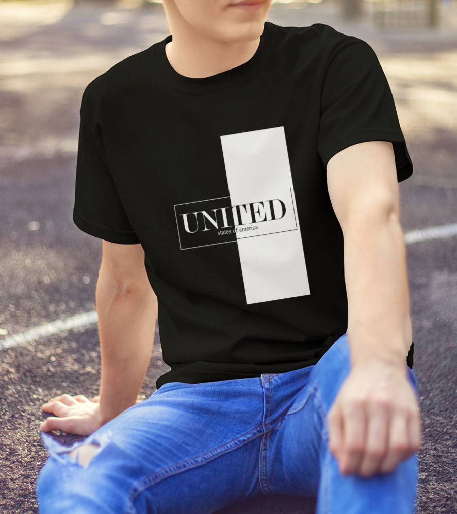 UNITED States Of America Black And White Contrast T-Shirt