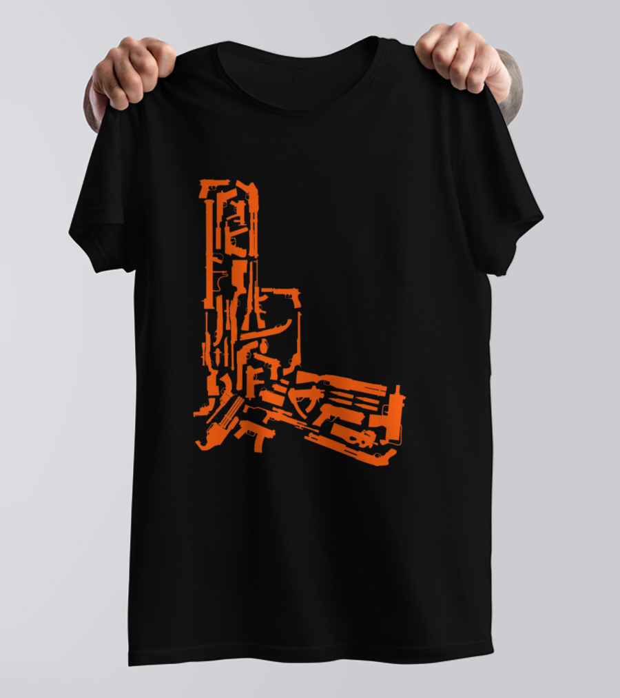 Various Weapons Forming Pistol Shape T-Shirt