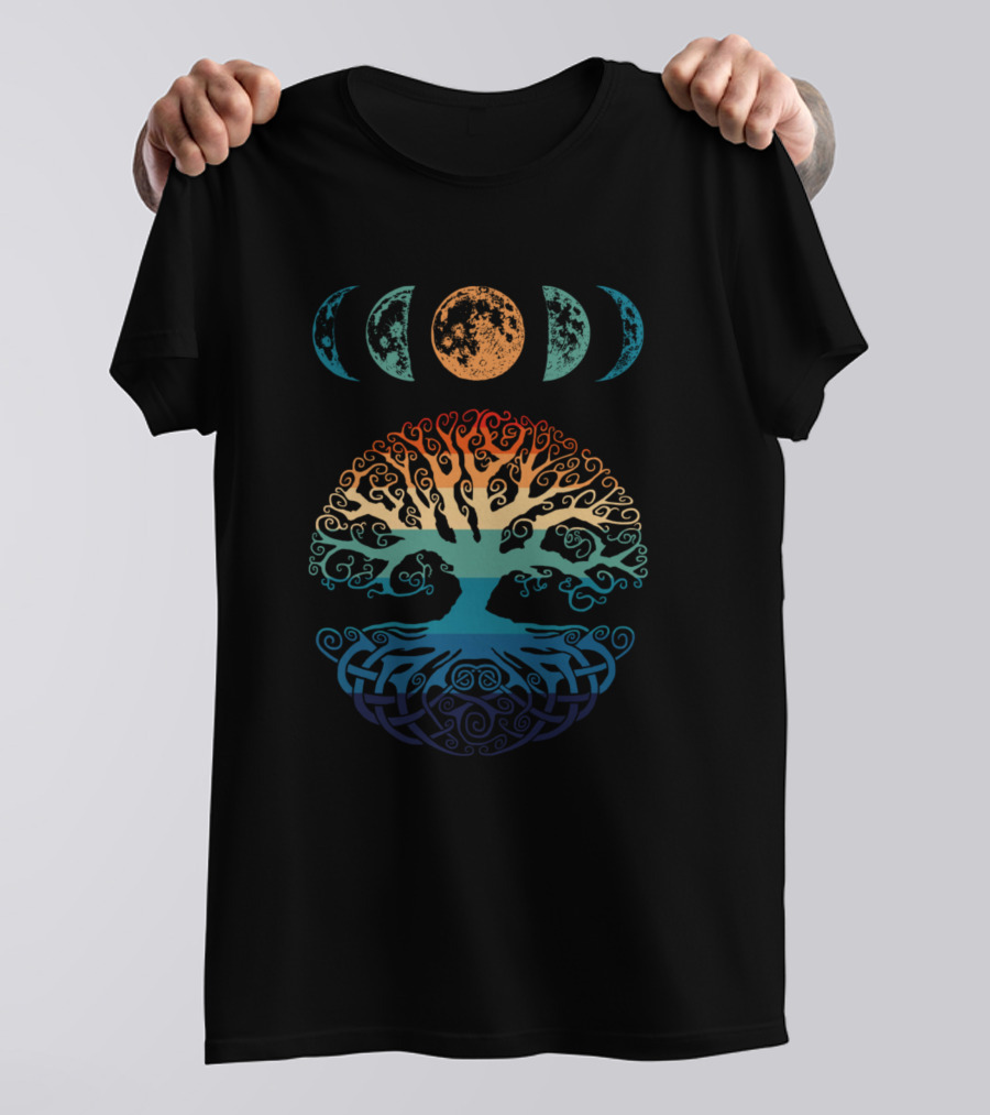 Vibe Tree Of Life With Phases Of The Moon Cycle T-Shirt
