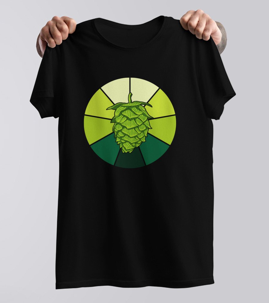 Vintage Green Beer Hop Circle Stained Glass T-Shirt