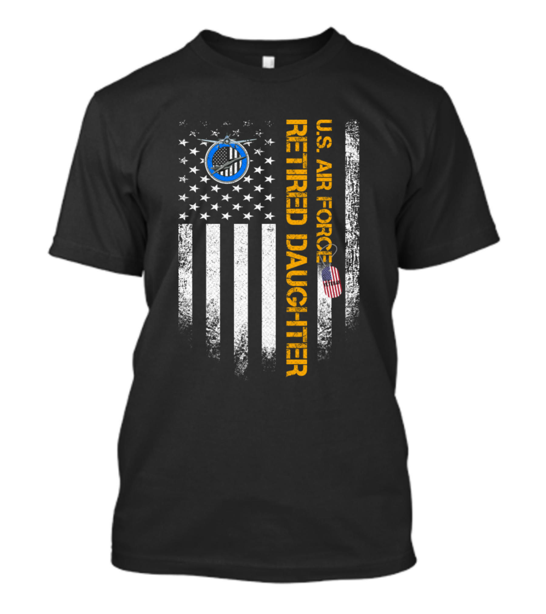 U.S. Air Force Retired Daughter Vintage USA American Flag T-Shirt