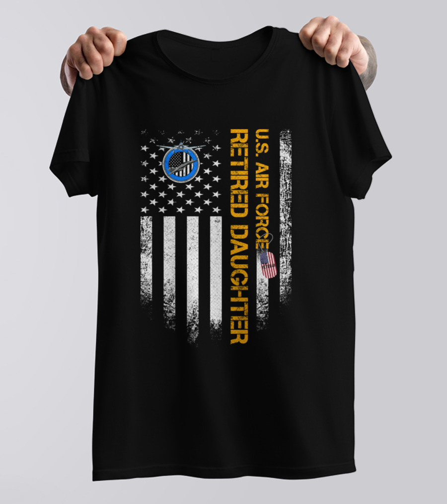 U.S. Air Force Retired Daughter Vintage USA American Flag T-Shirt