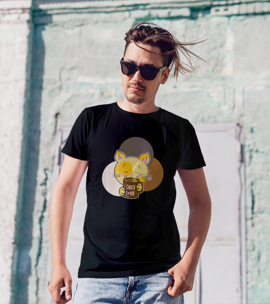 Yellow Cat Choco Lover With Chocolate Drink T-Shirt