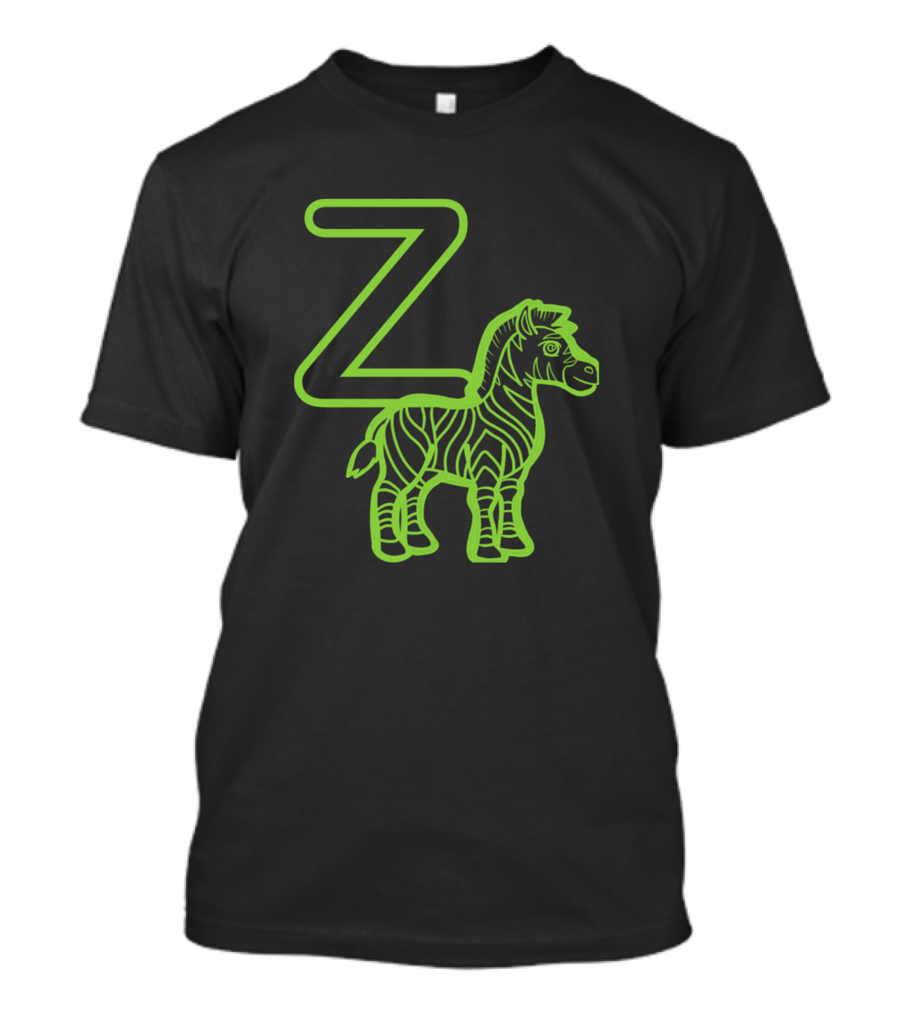 Z Zebra Neon Green Outline T-Shirt