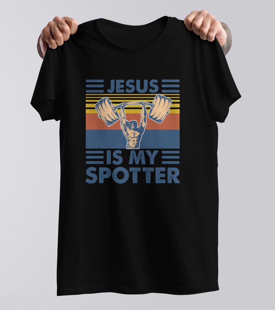 Jesus Is My Spotter Lifting Retro T-Shirt
