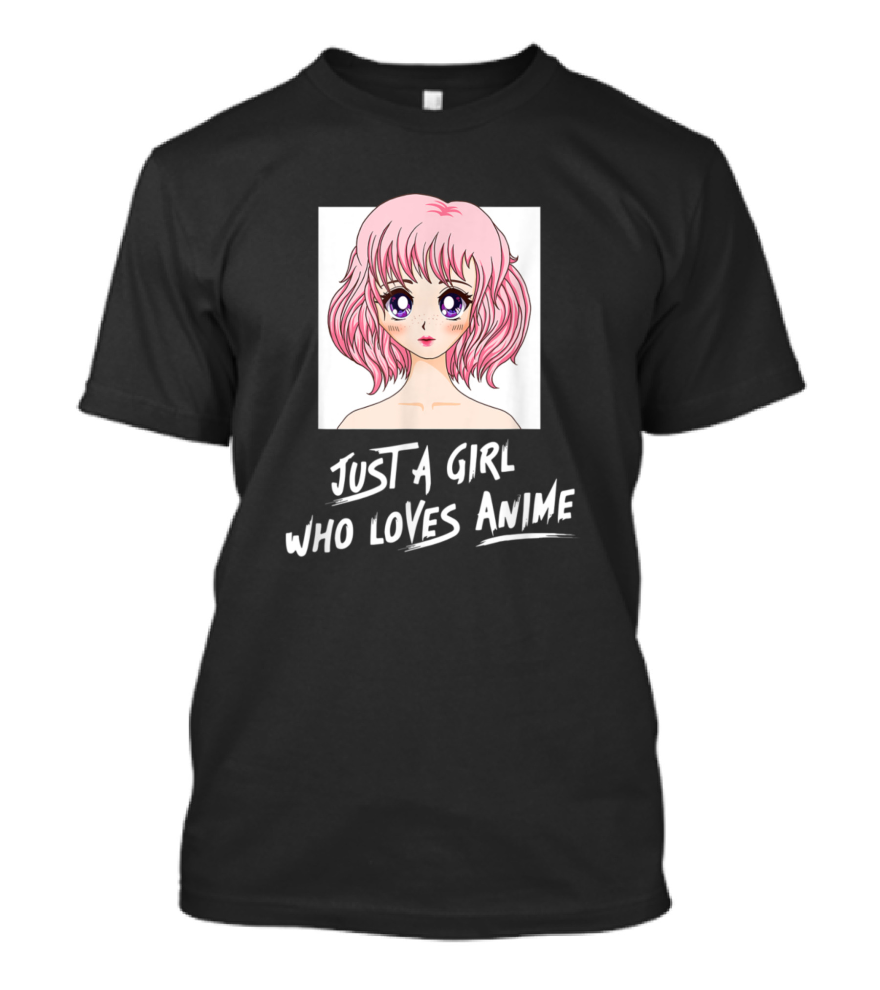 Just A Girl Who Loves Anime Pink Haired Kawaii T-Shirt