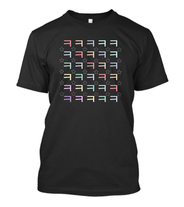 Korean Hahaha Colorful Repeated Symbols With Stars T-Shirt