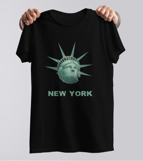 Lady Liberty Sculpture Head With New York Text T-Shirt