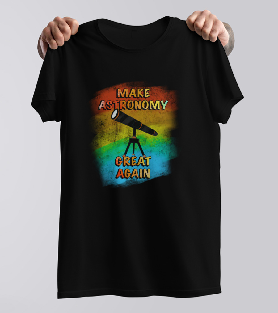 Make Astronomy Great Again Telescope Retro Rainbow T-Shirt