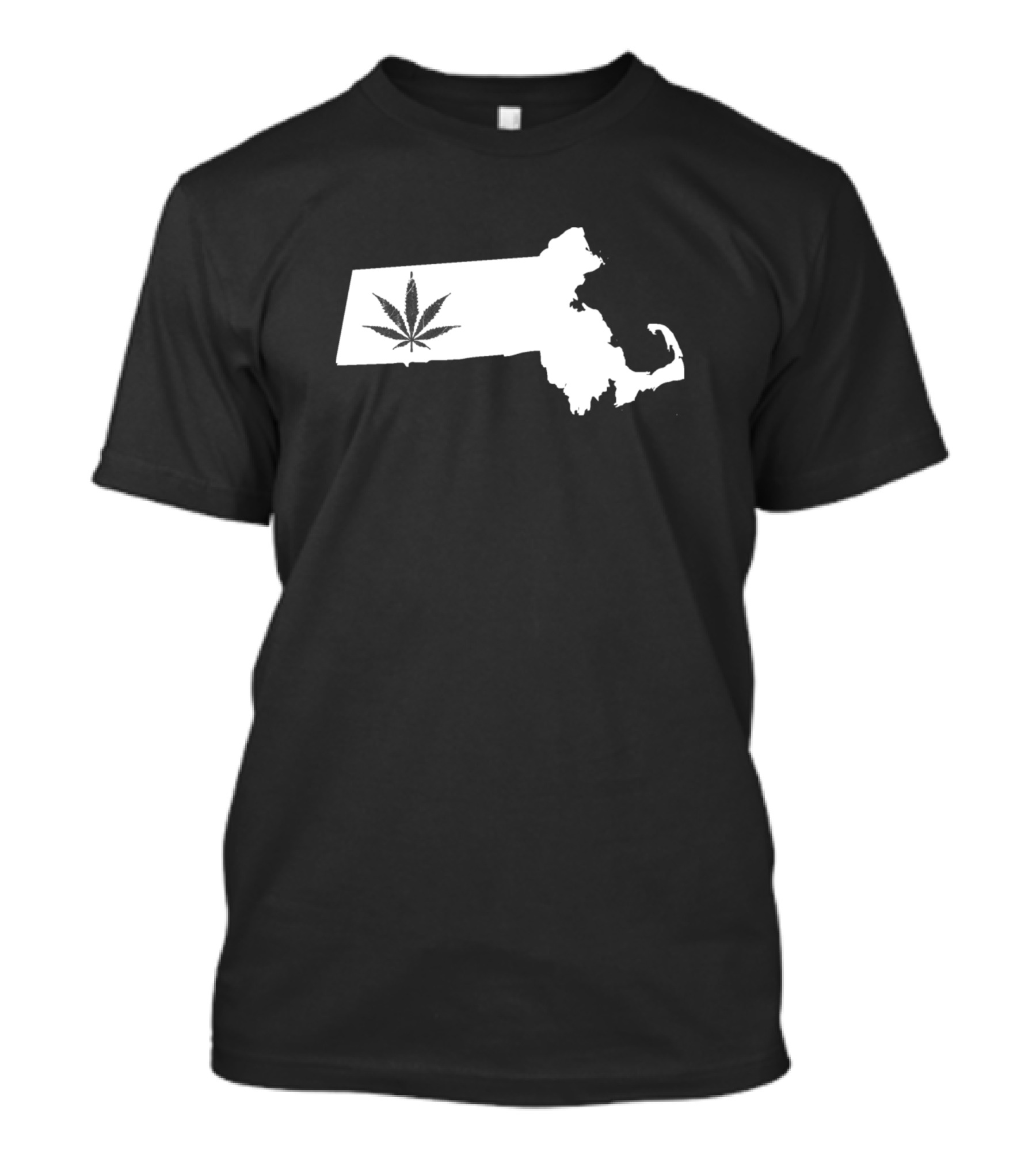 Massachusetts State Map With Cannabis Leaf Weed 420 T-Shirt
