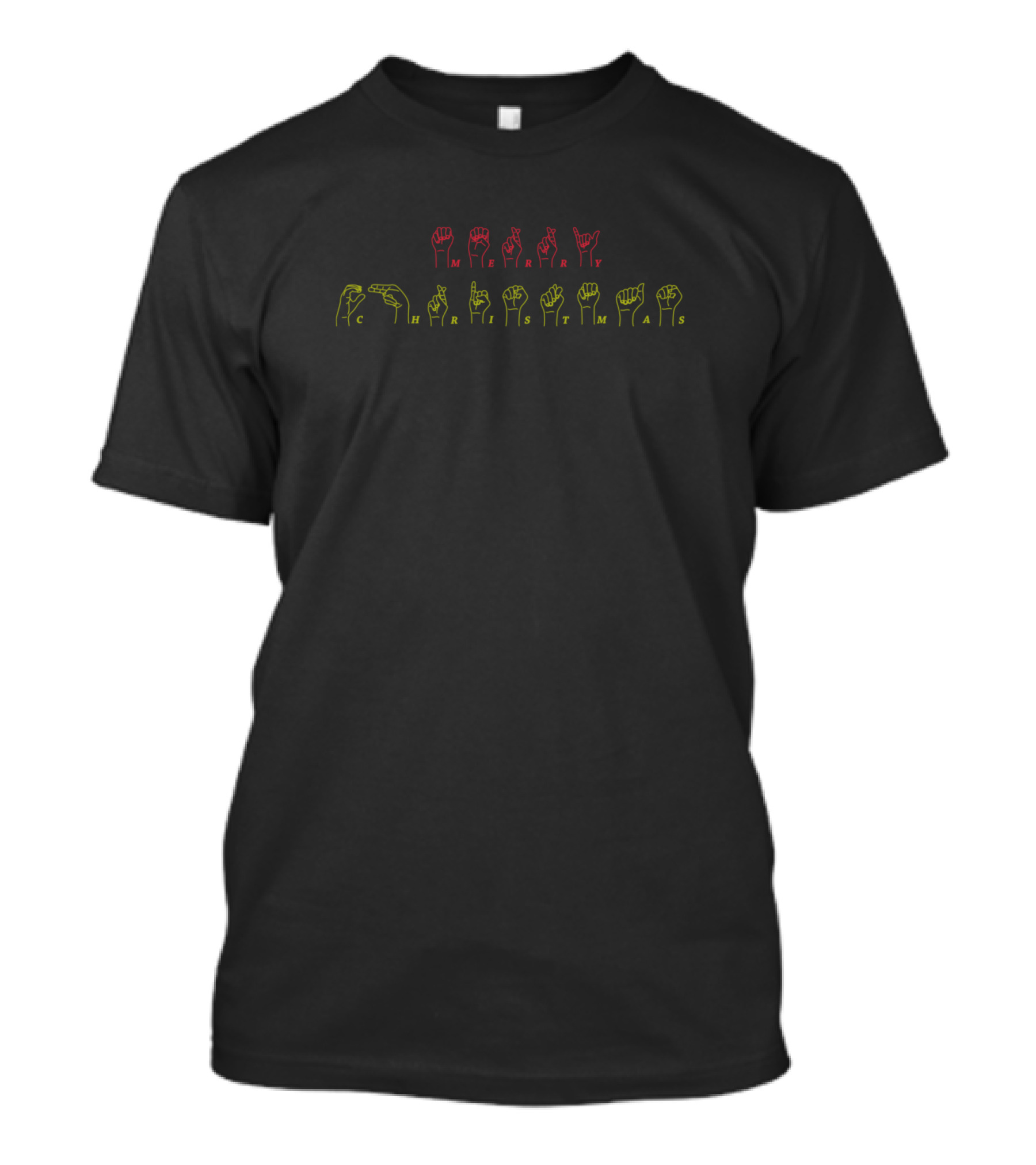 Merry Christmas ASL American Sign Language Signs Red And Green T-Shirt