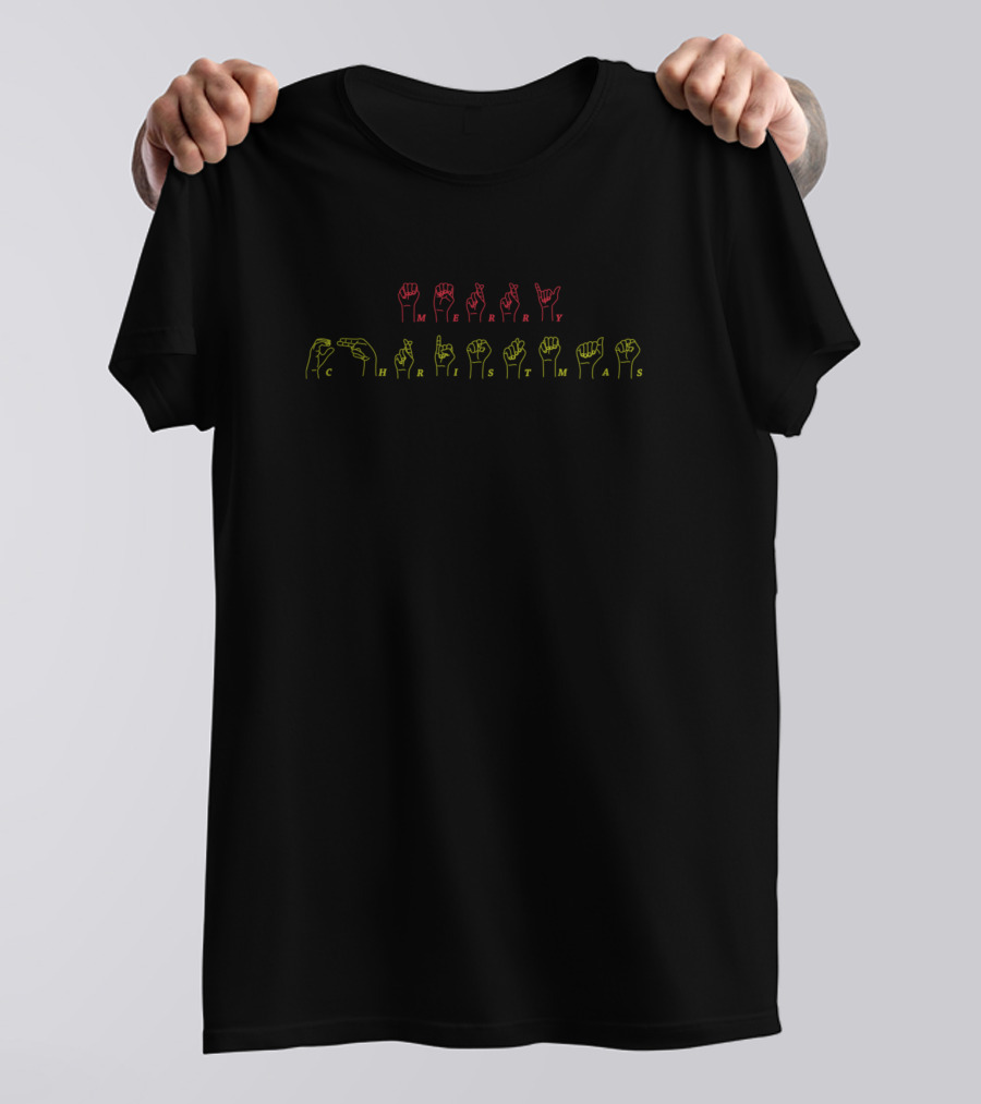 Merry Christmas ASL American Sign Language Signs Red And Green T-Shirt