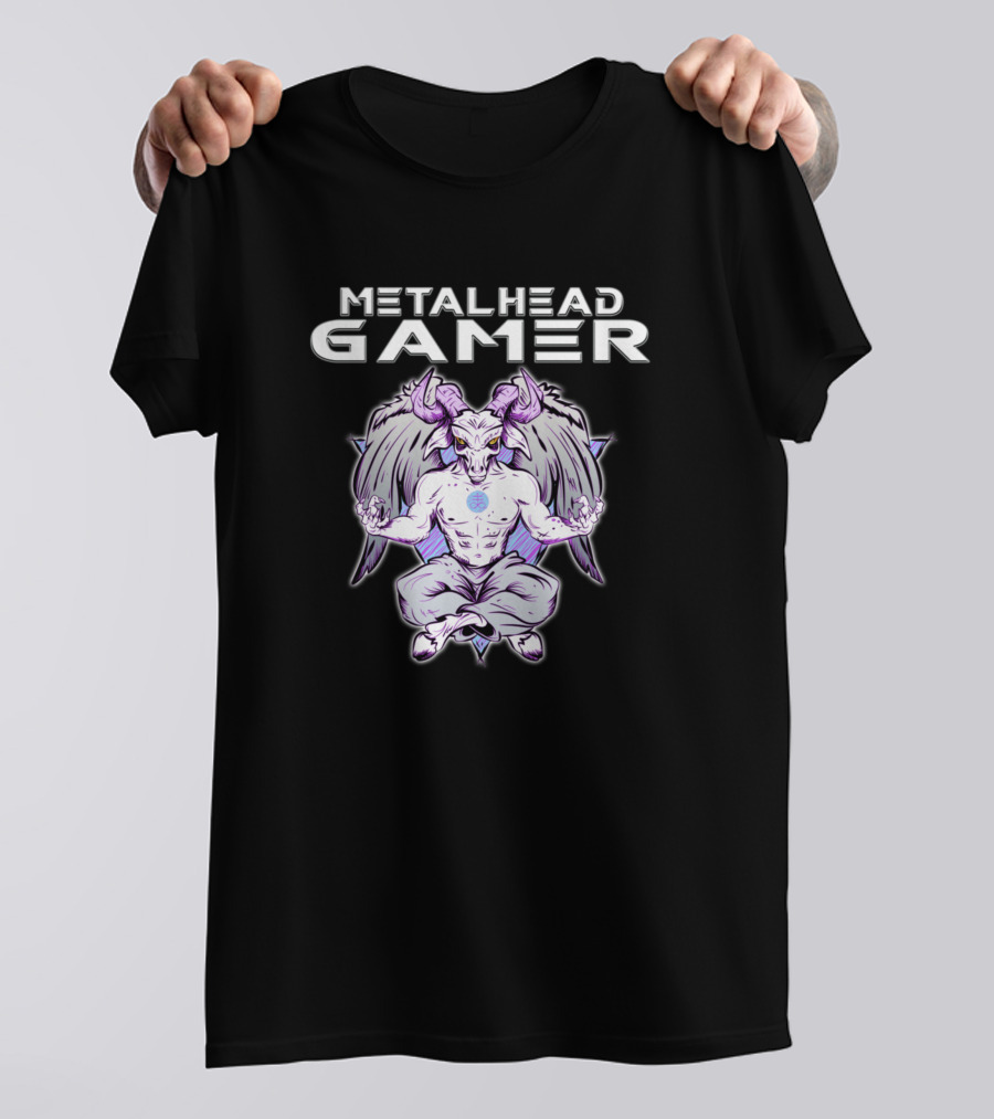 Metalhead Gamer Baphomet Meditation T-Shirt