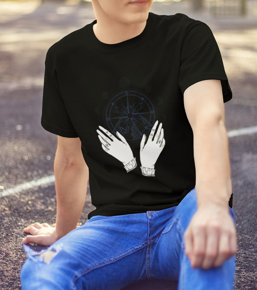 Moon Phases And Hand Symbolism Watercolor Boho Aesthetic T-Shirt