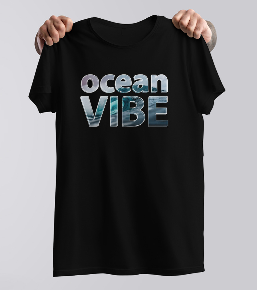 Ocean Vibe Surf Wave Aesthetic Typography T-Shirt