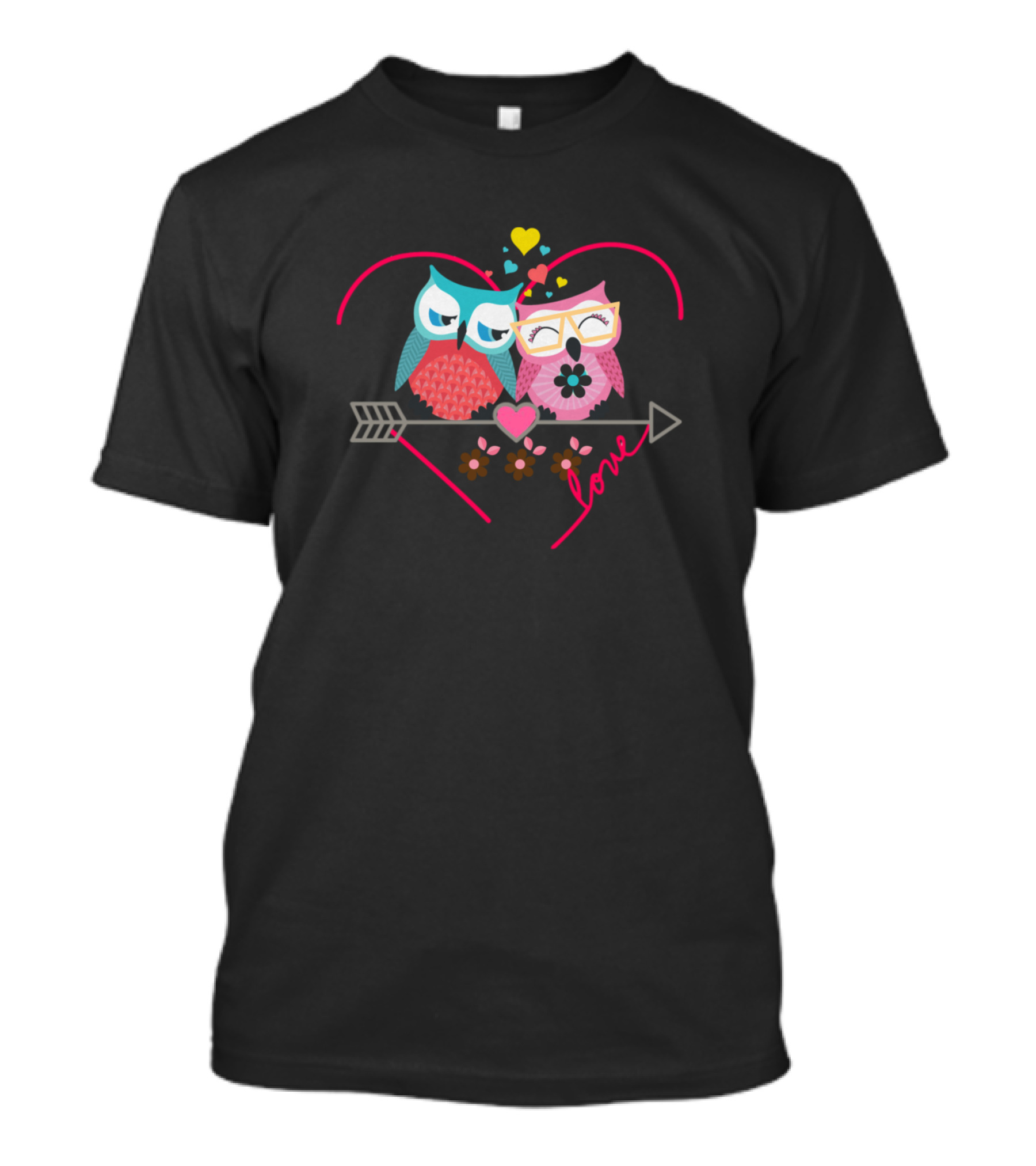 Owl You Need Is Love Heart Arrow Flowers T-Shirt