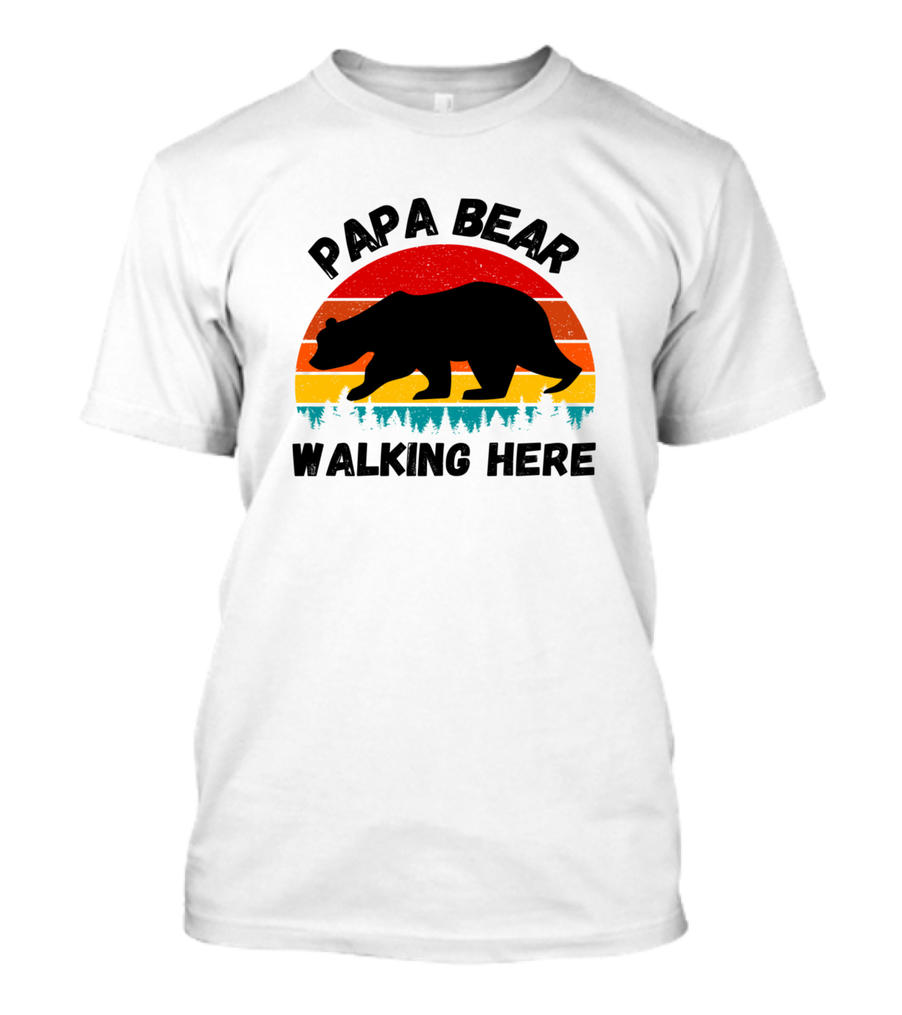 Papa Bear Walking Here Sunset Stripes T-Shirt