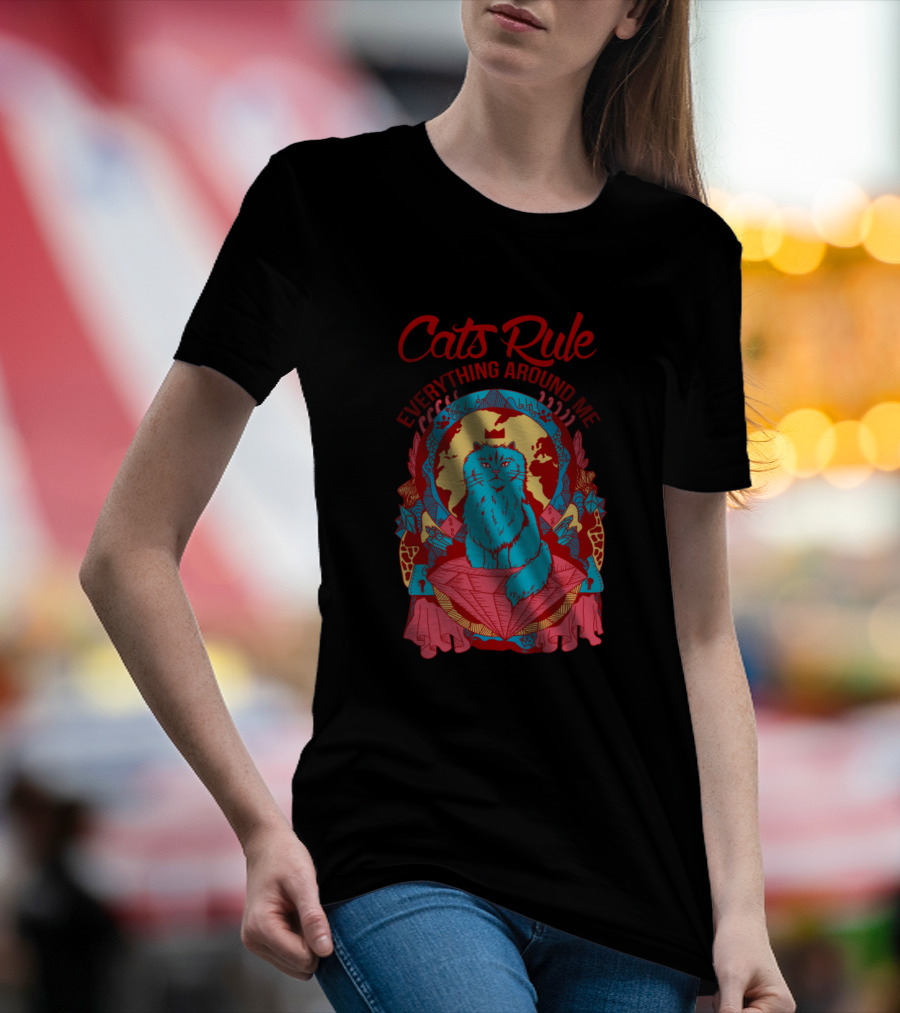 Cats Rule Everything Around Me Pastel Tones Iconic Cat T-Shirt