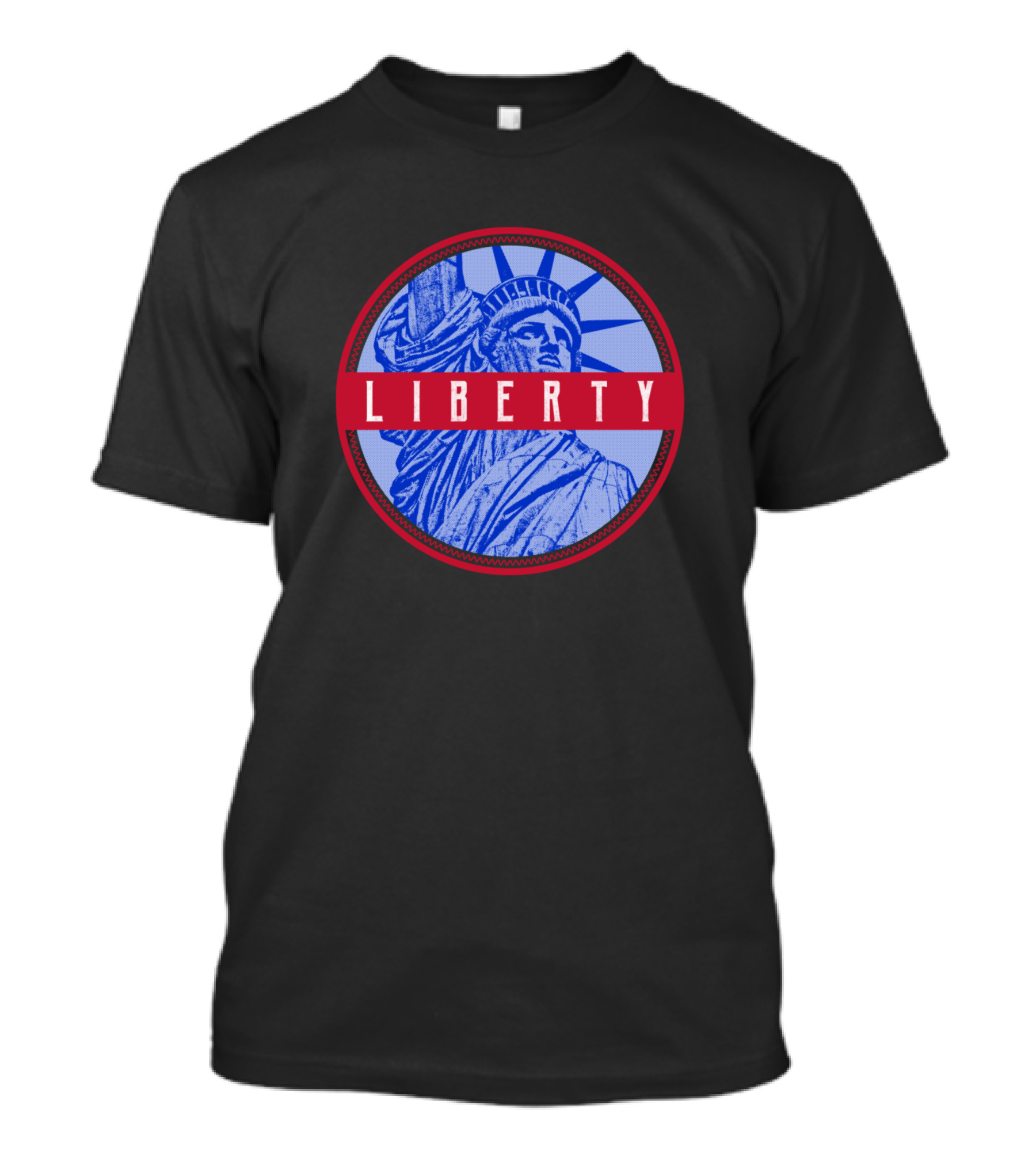 Liberty Statue Circle Red Blue T-Shirt