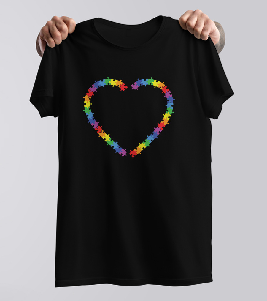 Puzzles Piece Love Heart Autism Awareness T-Shirt
