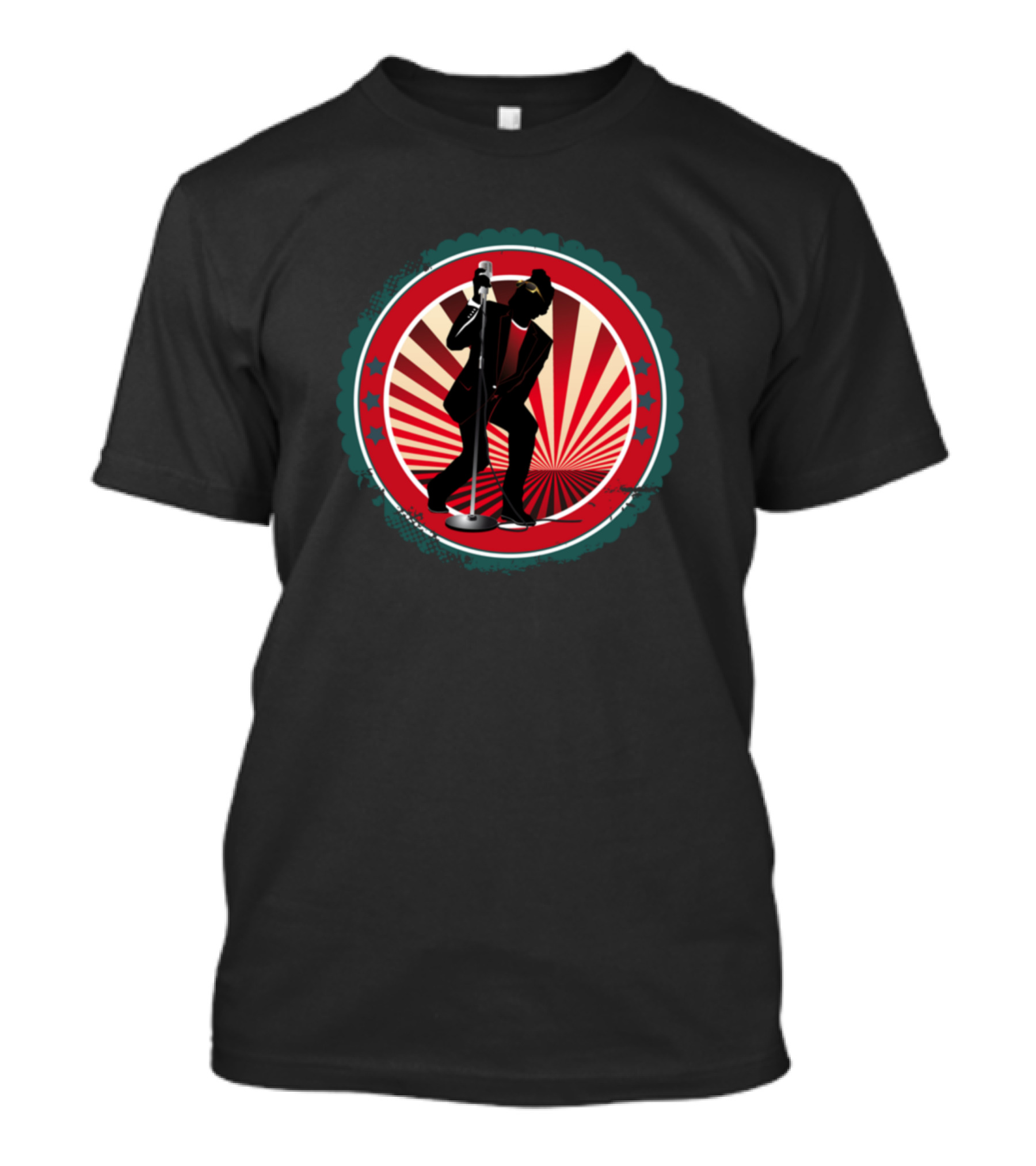 Rock Retro Iconic Microphone Silhouette Performance T-Shirt