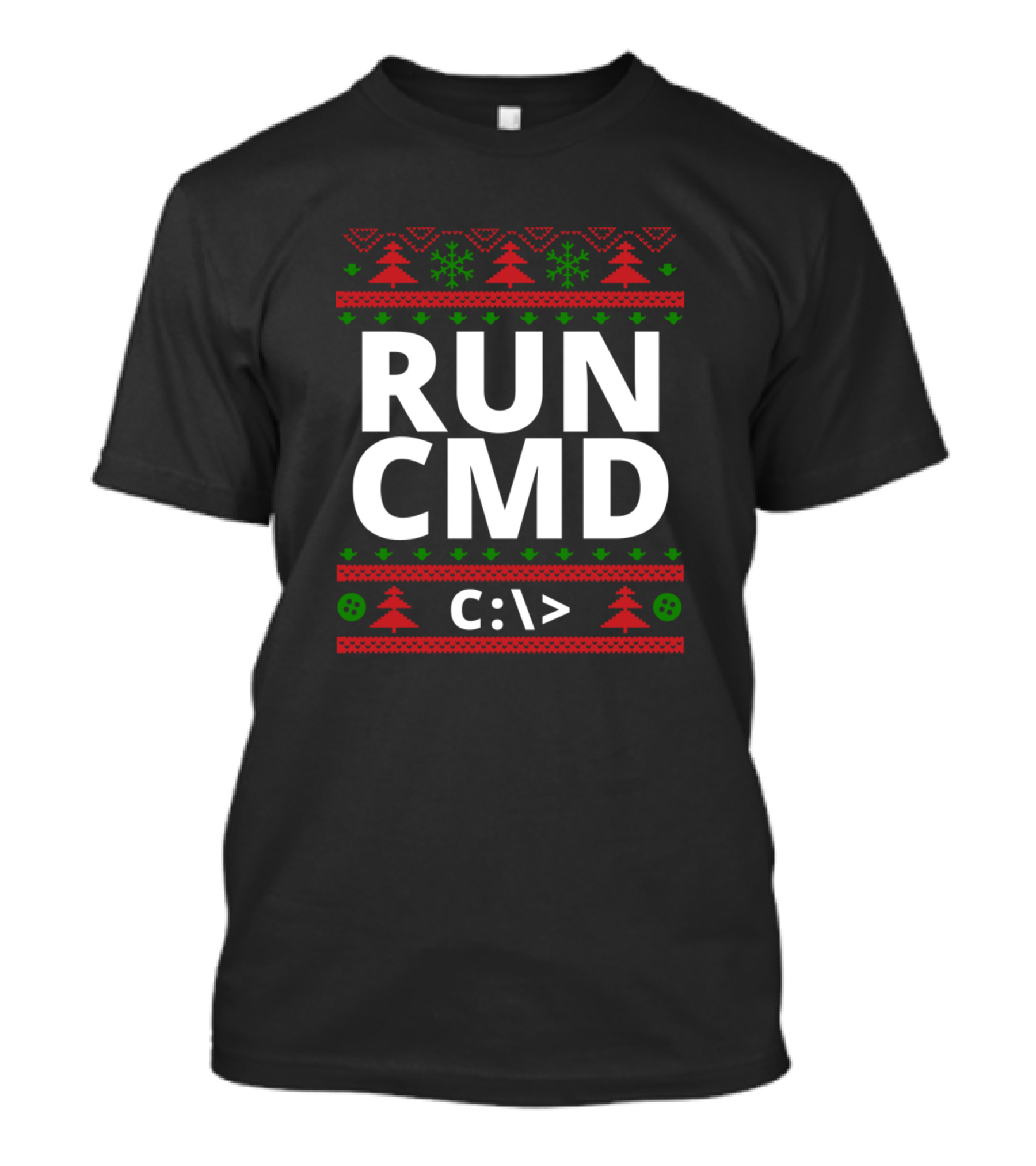 RUN CMD C:\> Computer Nerd Christmas Ugly T-Shirt