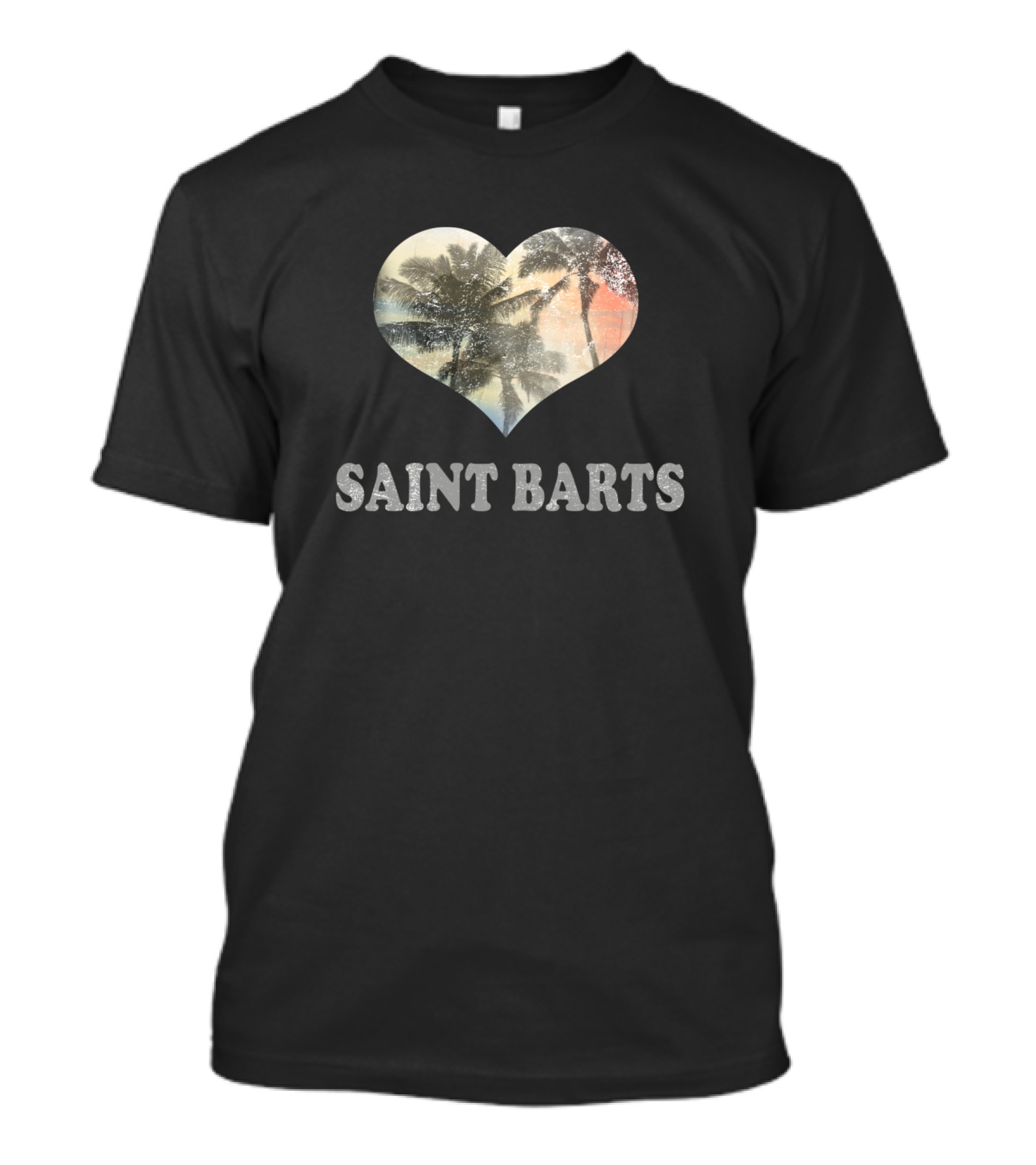 Saint Barts Heart Tropical Palm Tree Beach Souvenir T-Shirt