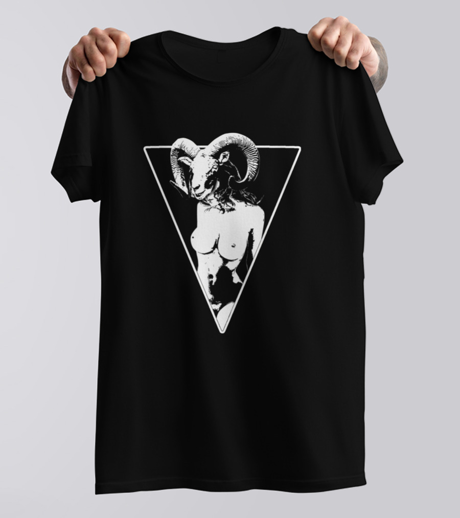 Satanic Goat Baphomet 666 Occult Black Triangle T-Shirt
