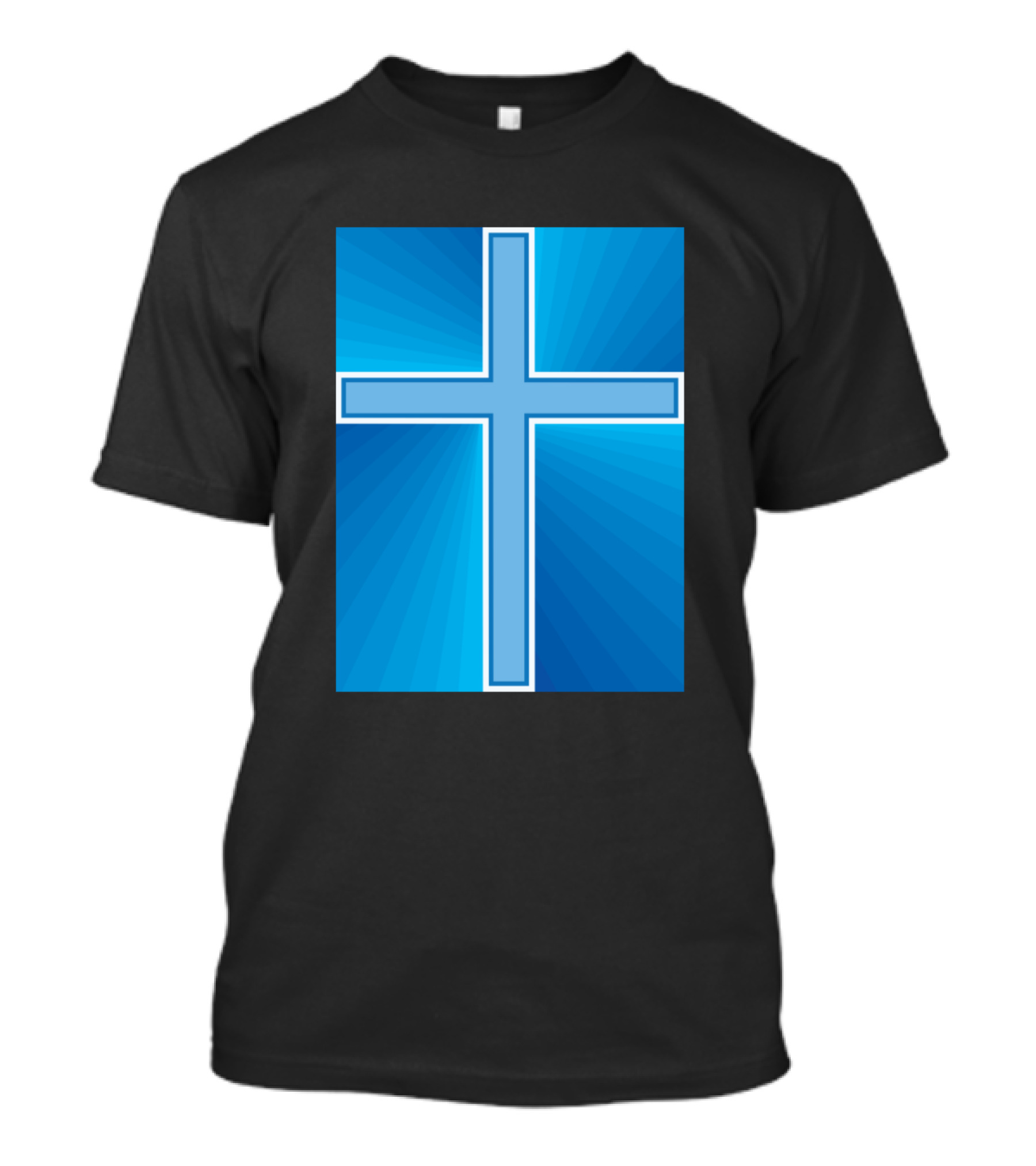 Shiny Blue Cross Radiant Background T-Shirt